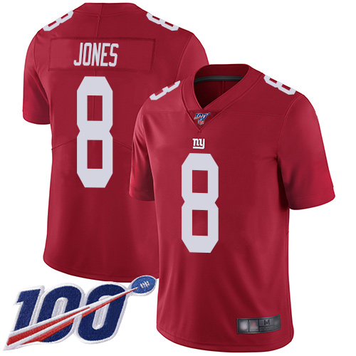 Men New York Giants #8 Daniel Jones Red Limited Red Inverted Legend 100th Season Football NFL Jersey->new york giants->NFL Jersey